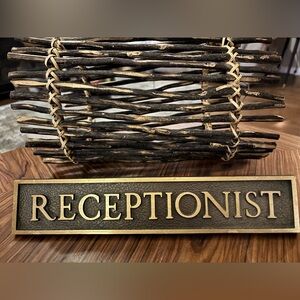 RECEPTIONIST Desk Sign: era 1960's to 1980's